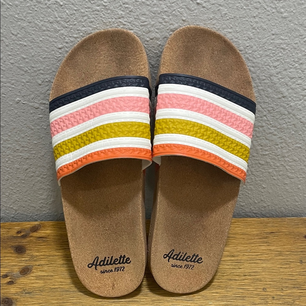 Men’s adidas Adilette Cork Slides, size 8
